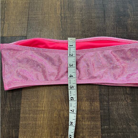 Dippin Daisy Metallic Pink Bandeau Bikini Swim Top Women’s Medium - Picture 10 of 11